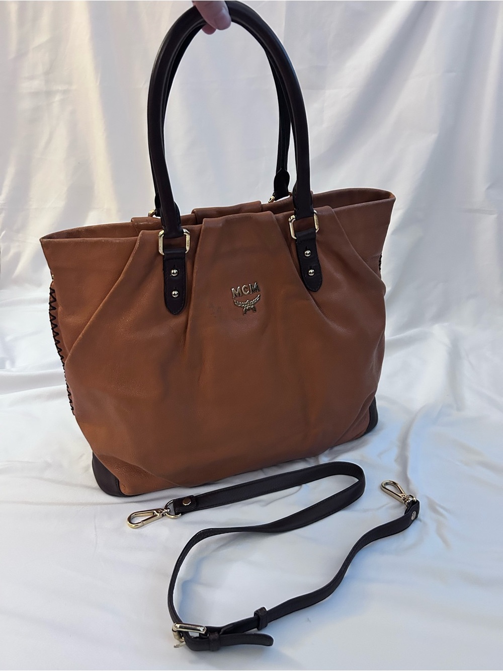 MCM Leather Two-Tone Tote